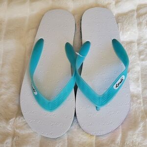 LOCALS // hawaiian slippers flip flops sandal white with turquoise & pink detail
